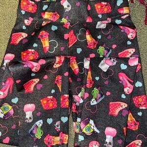 Shopkins kid girl leggings all over shopkins print size medium 7-8